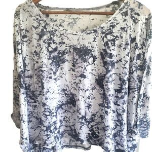Express Gray and White Tie Dye Oversized  Crop Style Top